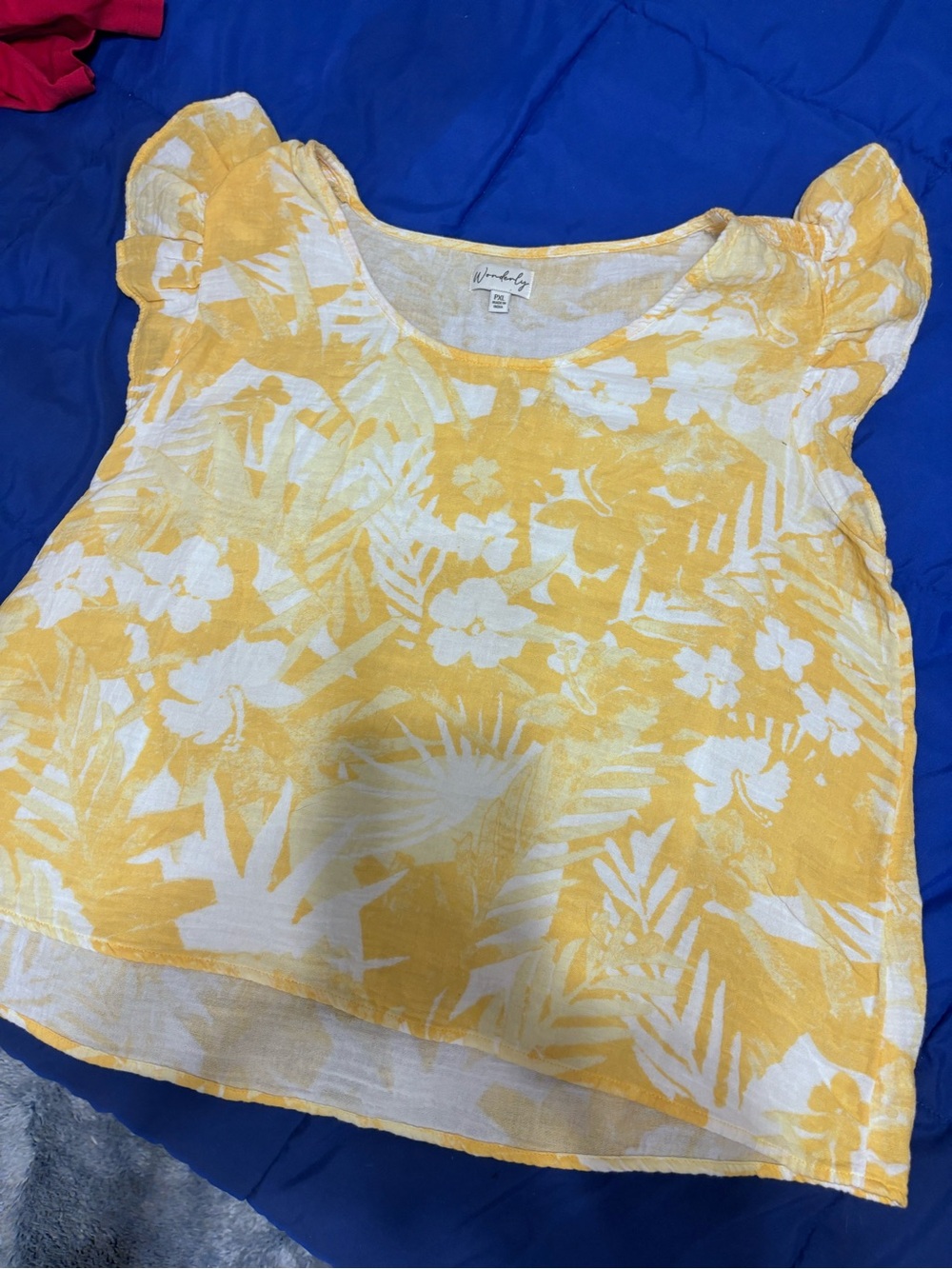 Summery yellow and white top